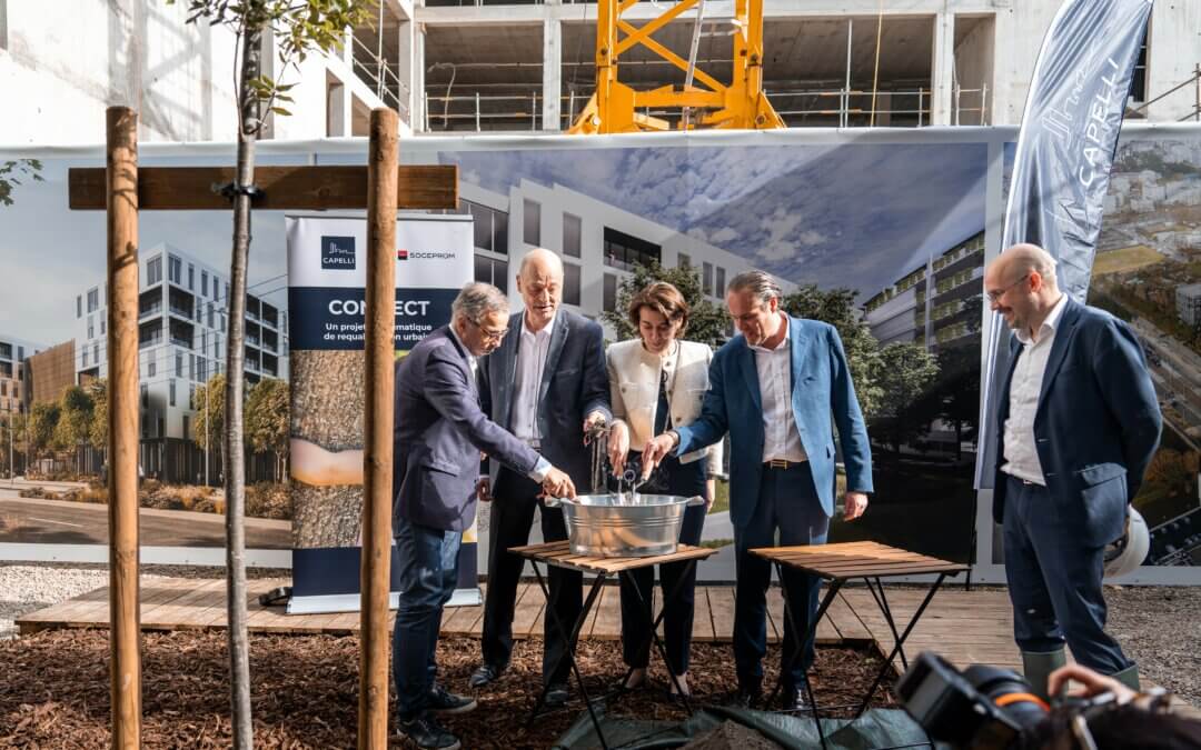 CAPELLI ET SOGEPROM PLANTENT LE PREMIER ARBRE SUR LE SITE DU FUTUR SIÈGE SOCIAL DE LA CPAM GIRONDE